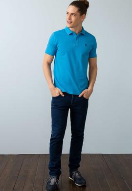 Erkek İndigo Basic Polo Yaka Tişört - 50199991062