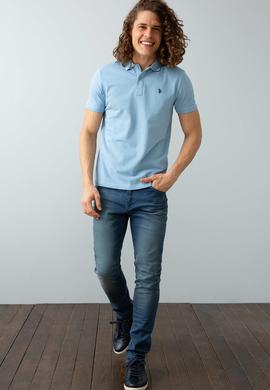 Erkek Açık İndigo Basic Tişört - 50199991075