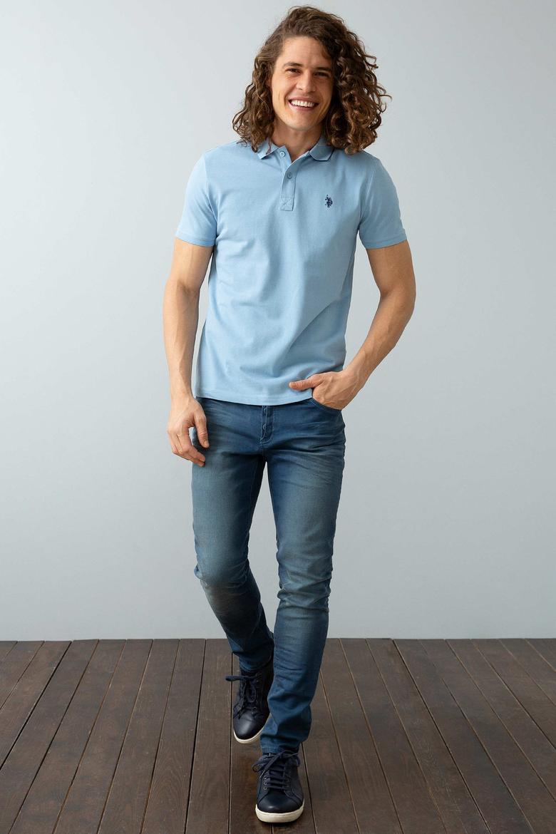 Erkek Açık İndigo Basic Tişört - 50199991075