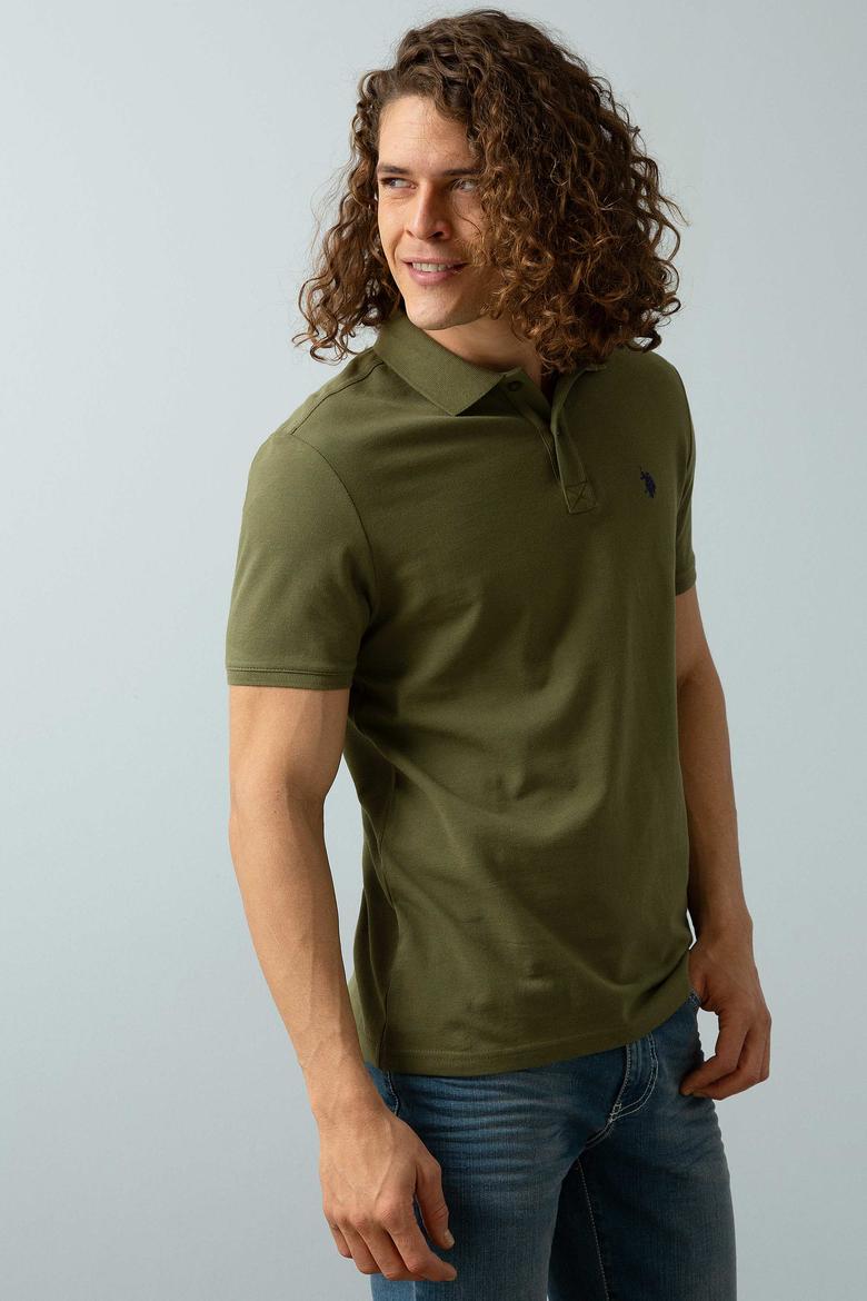 Erkek Koyu Haki Polo Yaka T-Shirt Basic - 50199991084