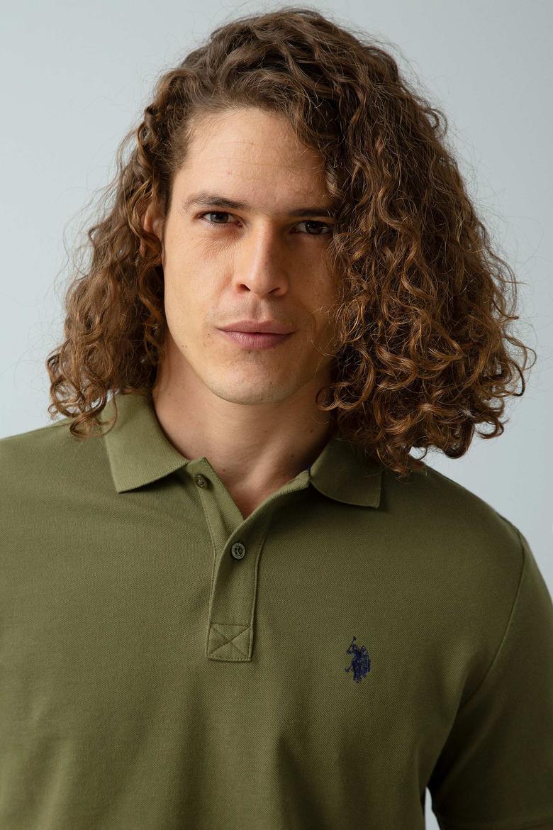 Erkek Koyu Haki Polo Yaka T-Shirt Basic - 50199991084