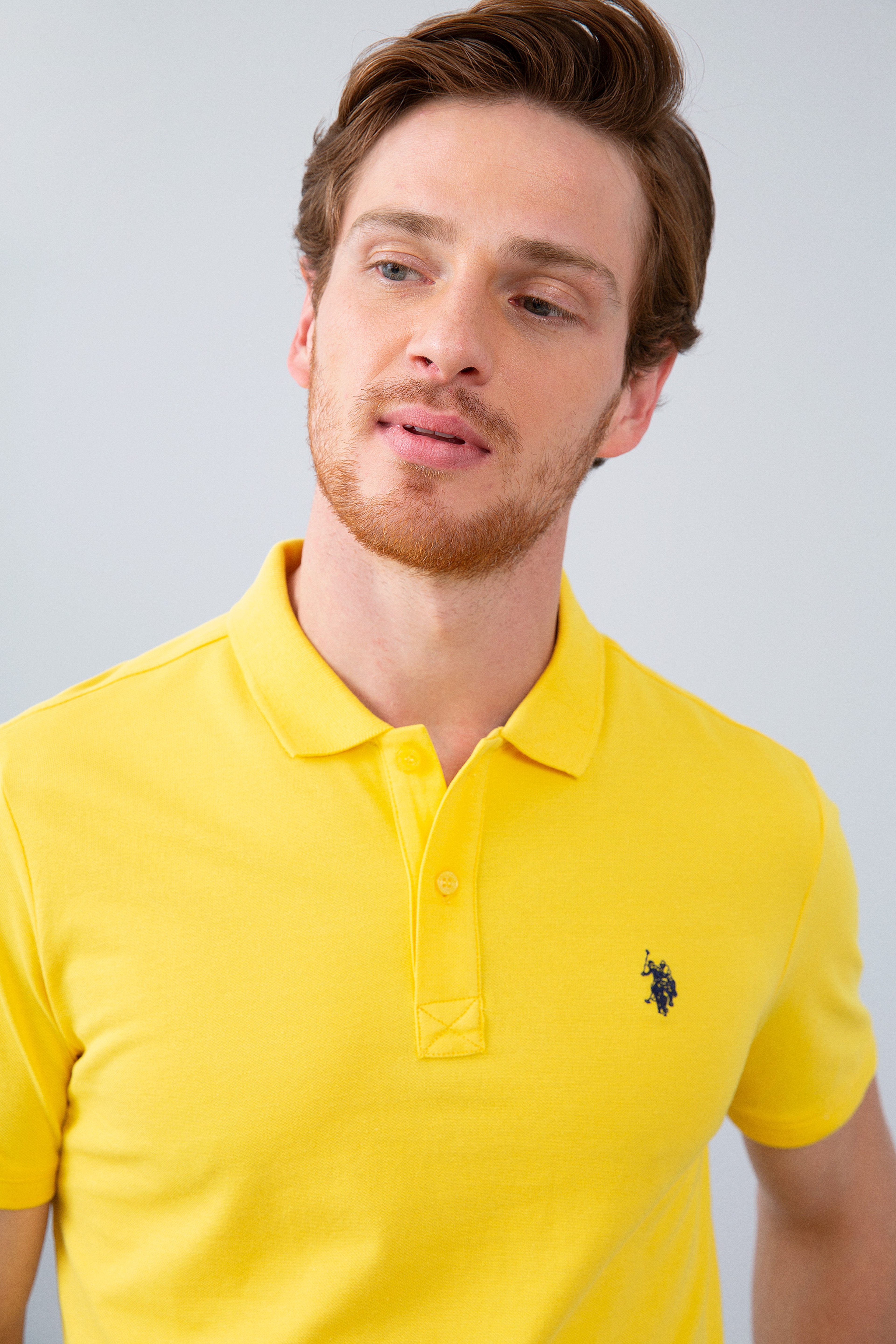 Erkek Sarı Basic Polo Yaka Tişört