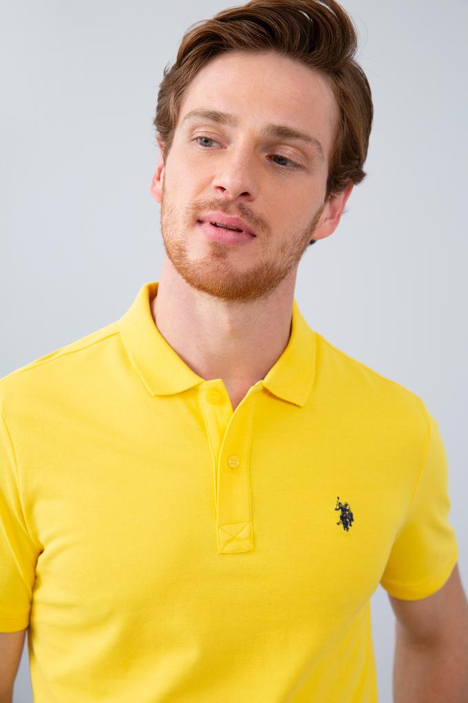 Erkek Sarı Basic Polo Yaka Tişört