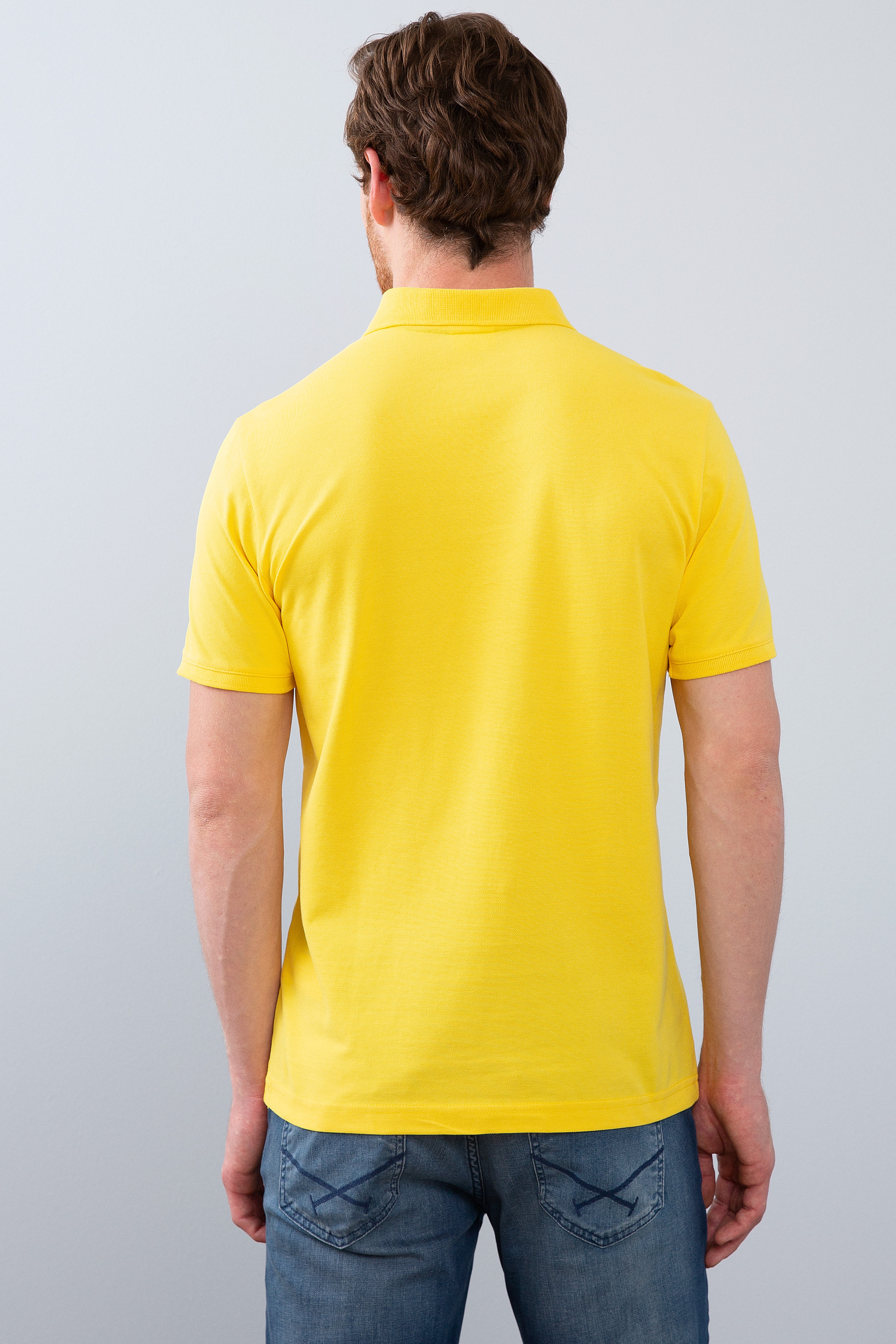 Erkek Sarı Basic Polo Yaka Tişört