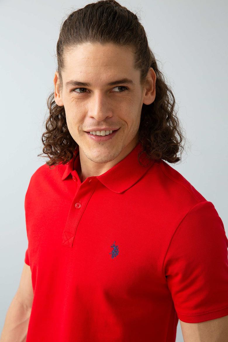 Erkek Kırmızı Basic Polo Yaka Tişört
