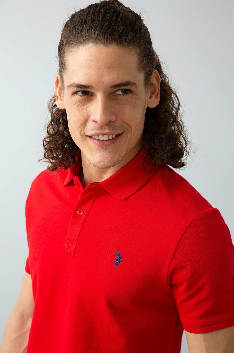 Erkek Kırmızı Basic Polo Yaka Tişört