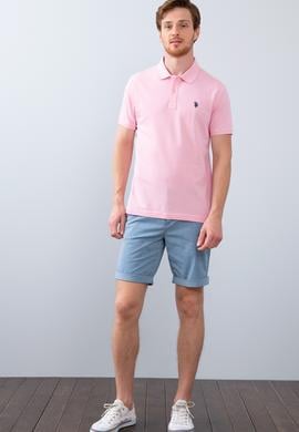 Erkek Açık Pembe Basic Polo Yaka Tişört - 50199991152