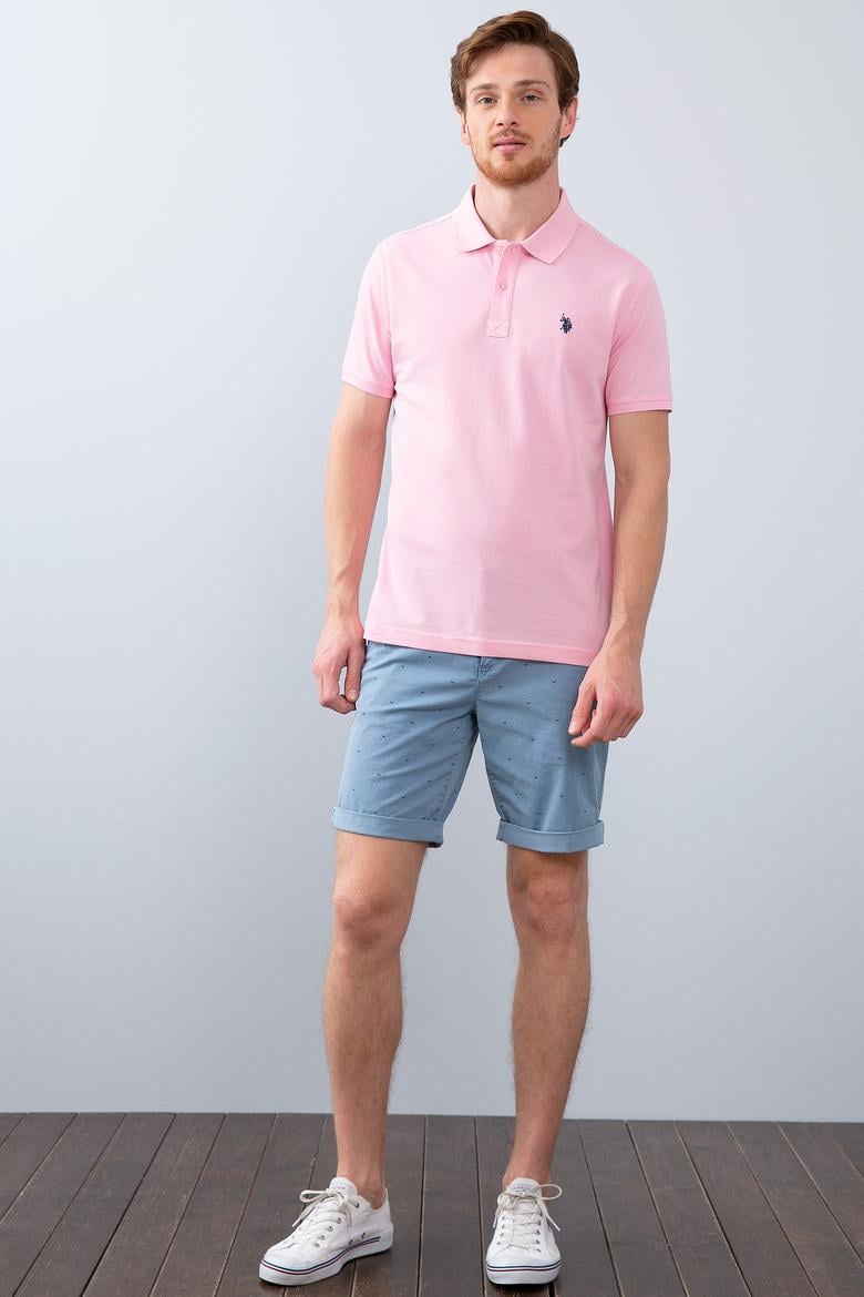 Erkek Açık Pembe Basic Polo Yaka Tişört - 50199991152