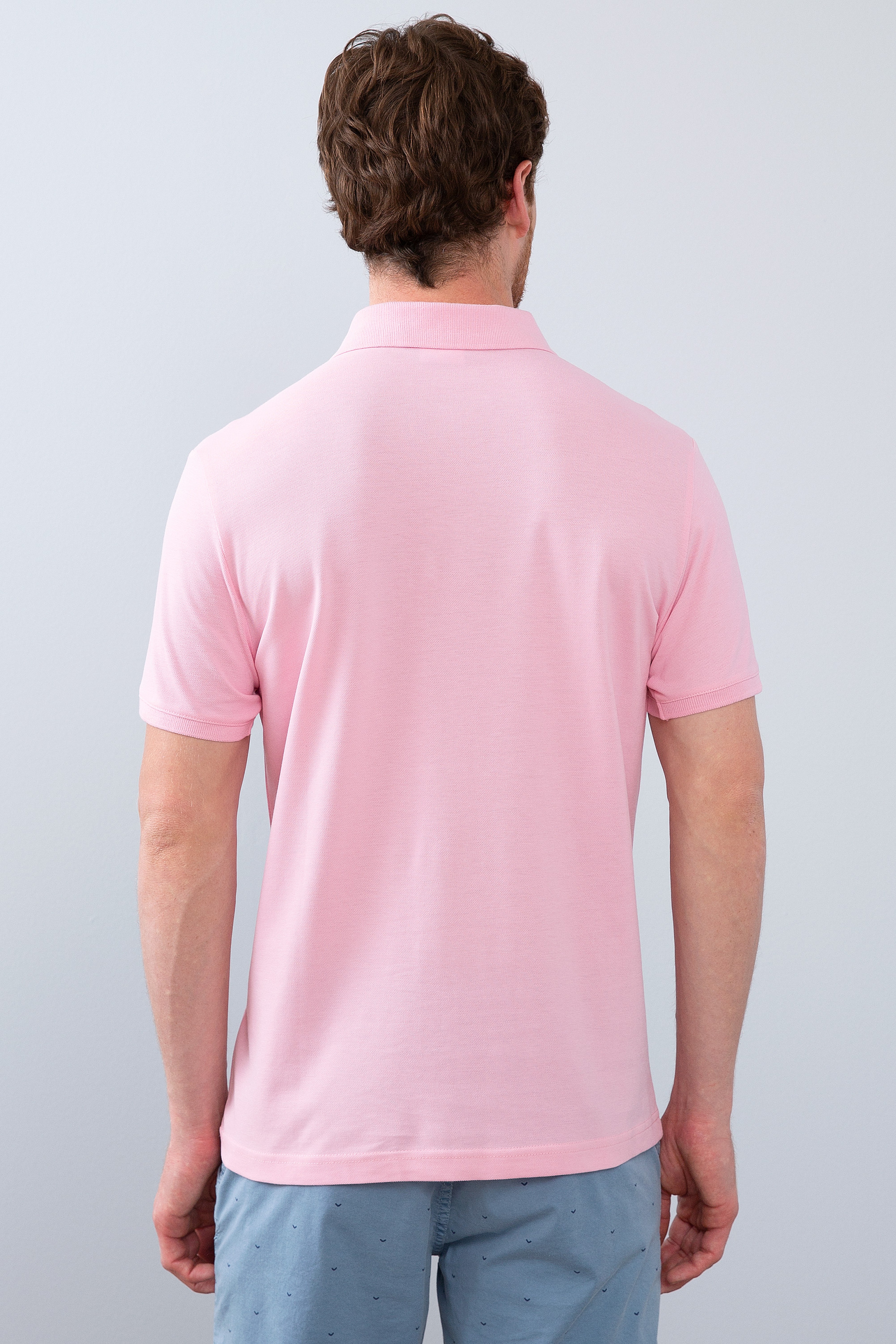 Erkek Açık Pembe Basic Polo Yaka Tişört - Image 3