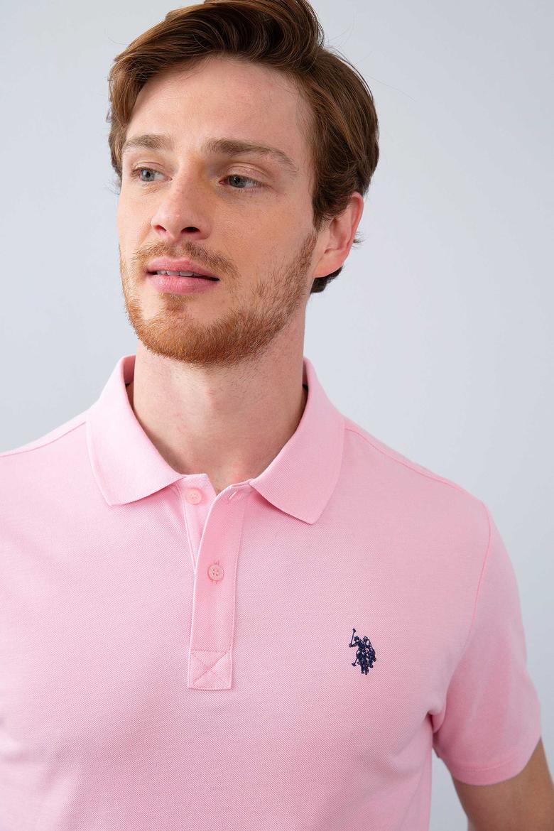 Erkek Açık Pembe Basic Polo Yaka Tişört