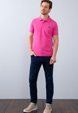 Erkek Fuşya Basic Polo Yaka Tişört - 50199991174