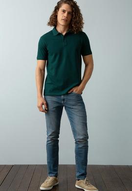 Erkek Koyu Yeşil Basic Polo Yaka Tişört - 50199991193