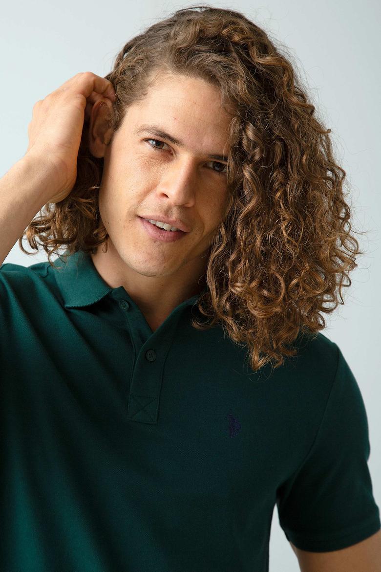 Erkek Koyu Yeşil Basic Polo Yaka Tişört - 50199991193