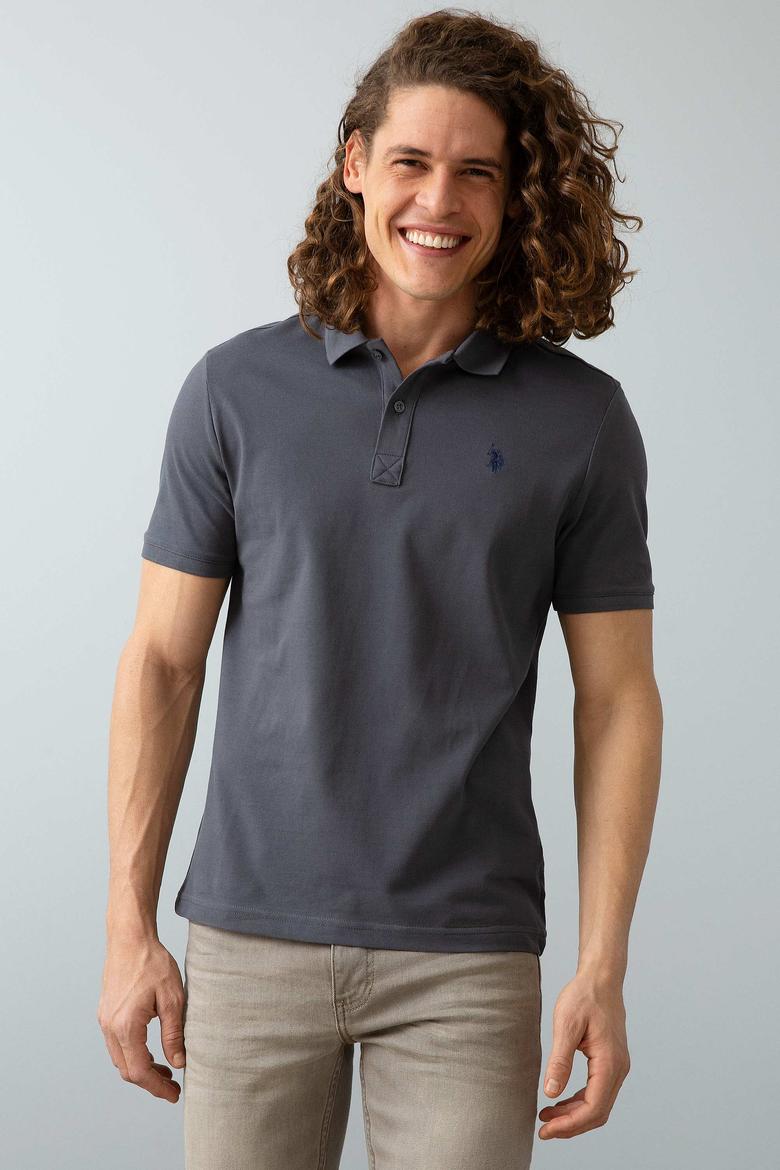 Erkek Antrasit Polo Yaka T-Shirt Basic