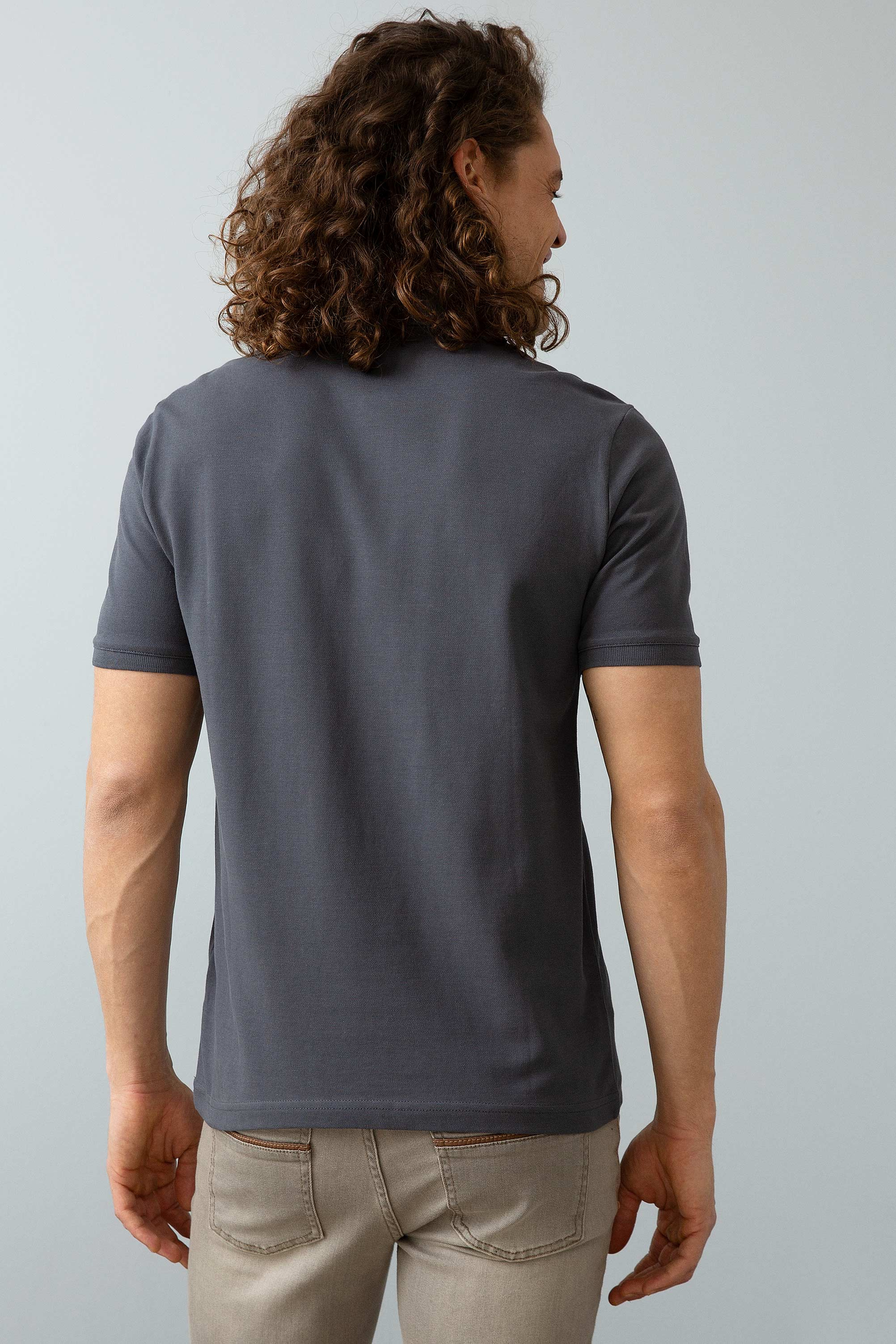 Erkek Antrasit Polo Yaka T-Shirt Basic