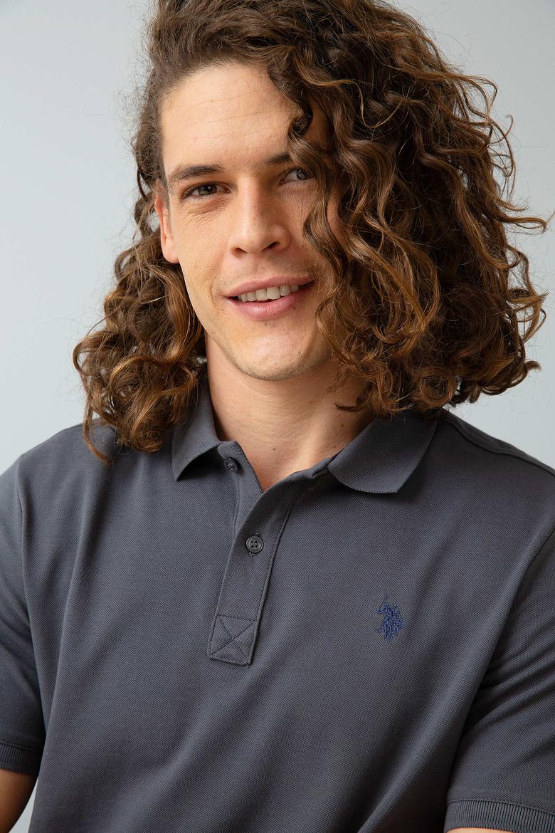 Erkek Antrasit Polo Yaka T-Shirt Basic - 50199991235