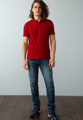 Erkek Bordo Basic Polo Yaka Tişört - 50199991260