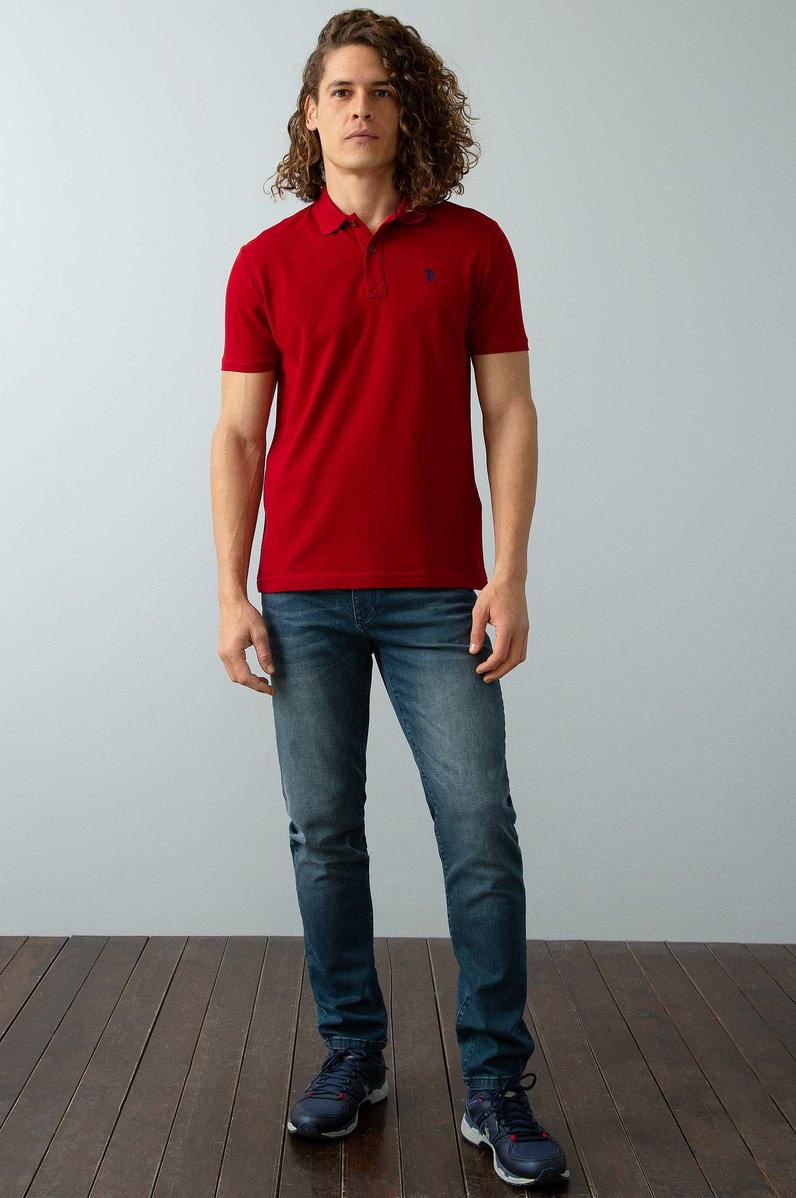 Erkek Bordo Basic Polo Yaka Tişört