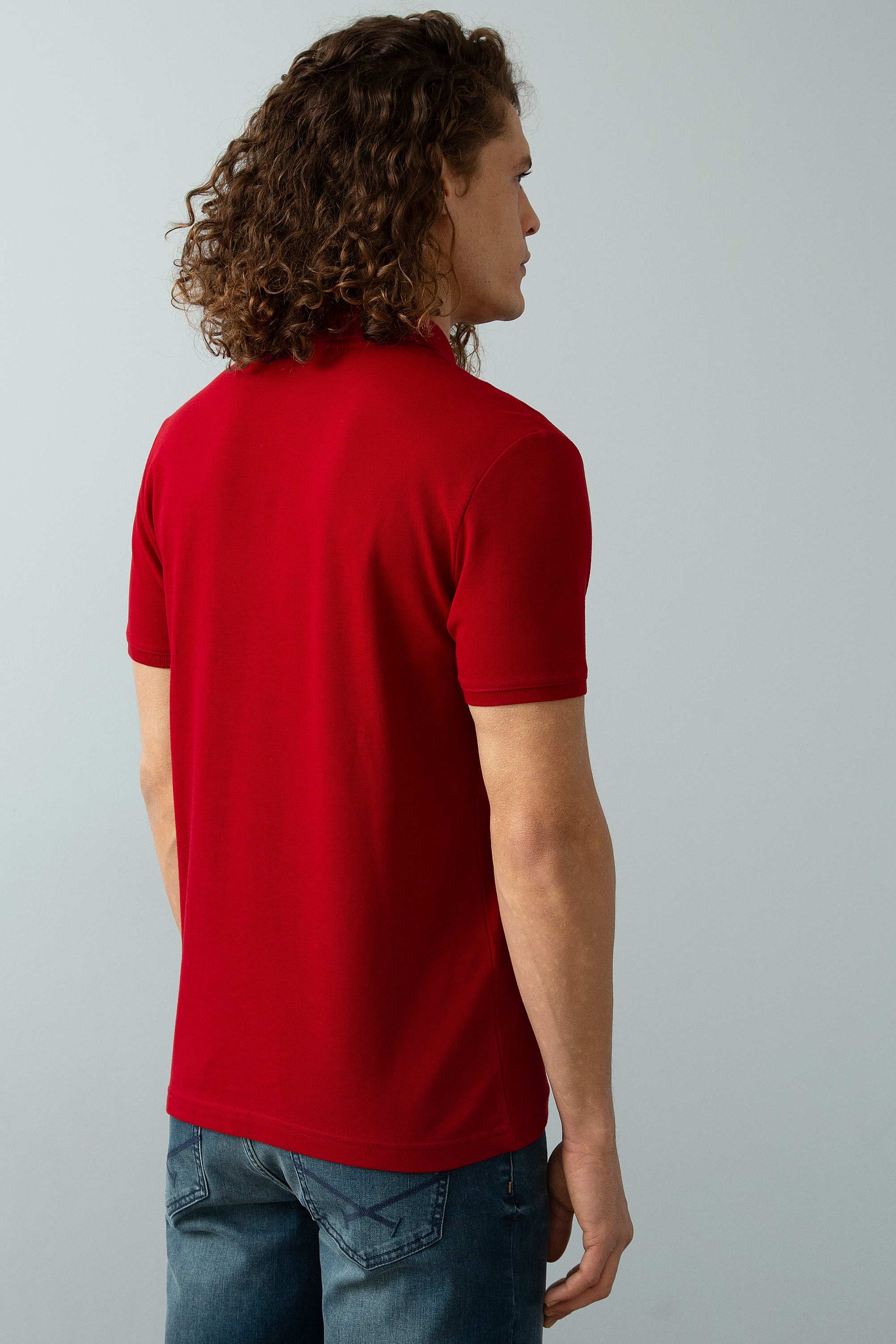 Erkek Bordo Basic Polo Yaka Tişört - Image 4