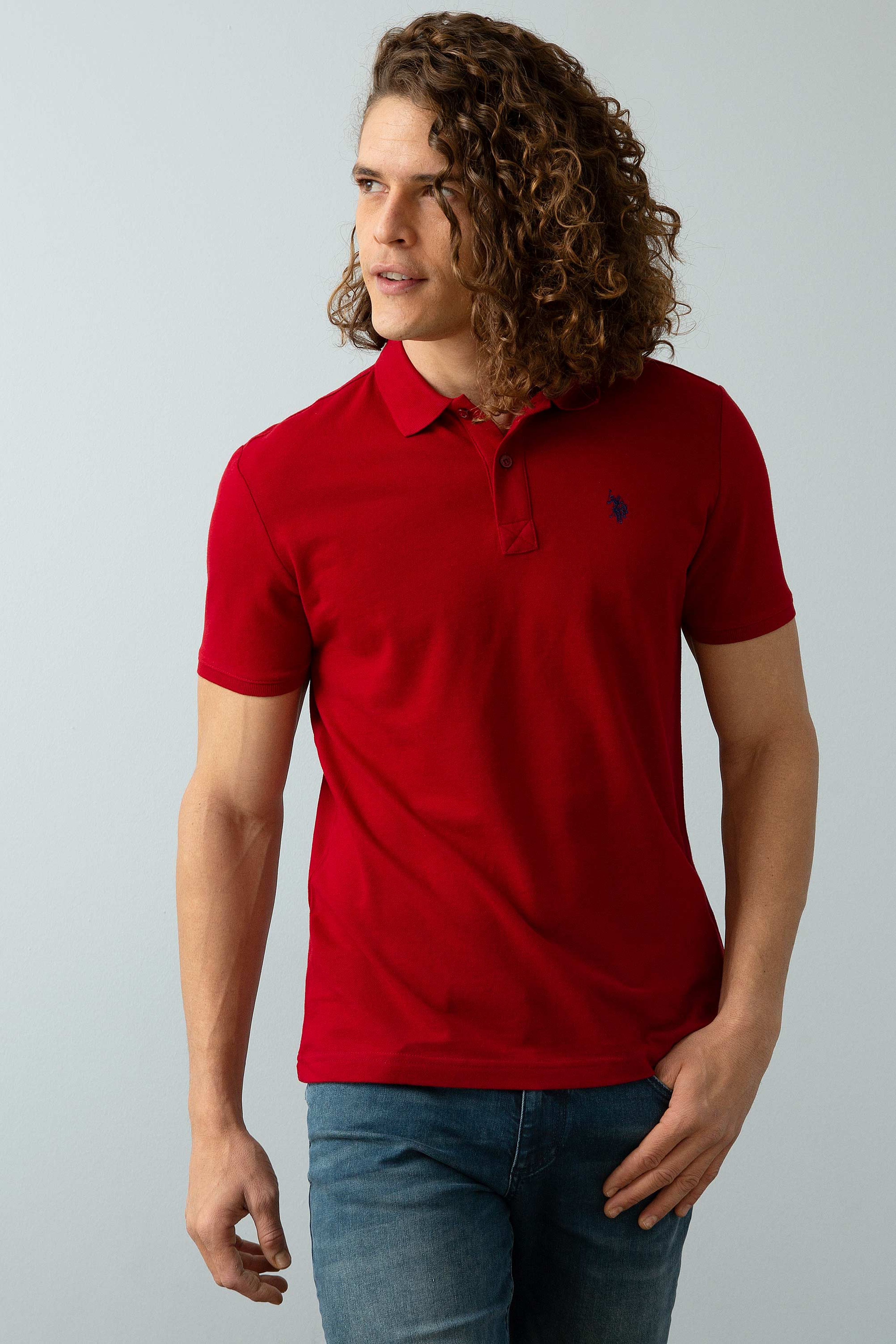 Erkek Bordo Basic Polo Yaka Tişört - Image 1