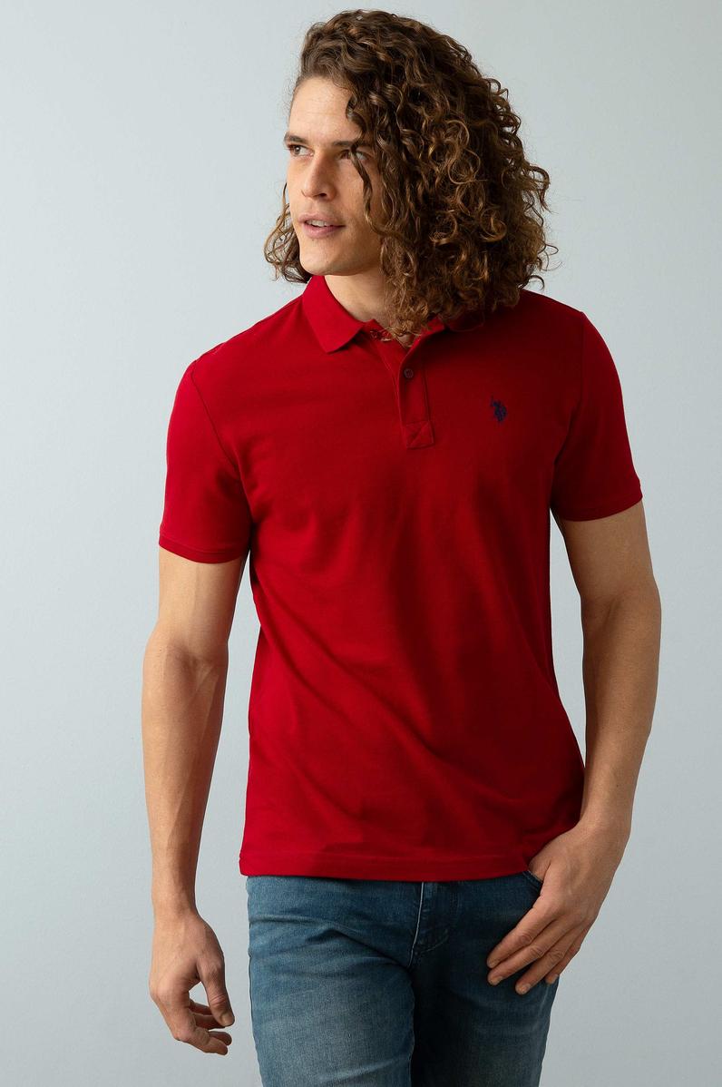 Erkek Bordo Basic Polo Yaka Tişört