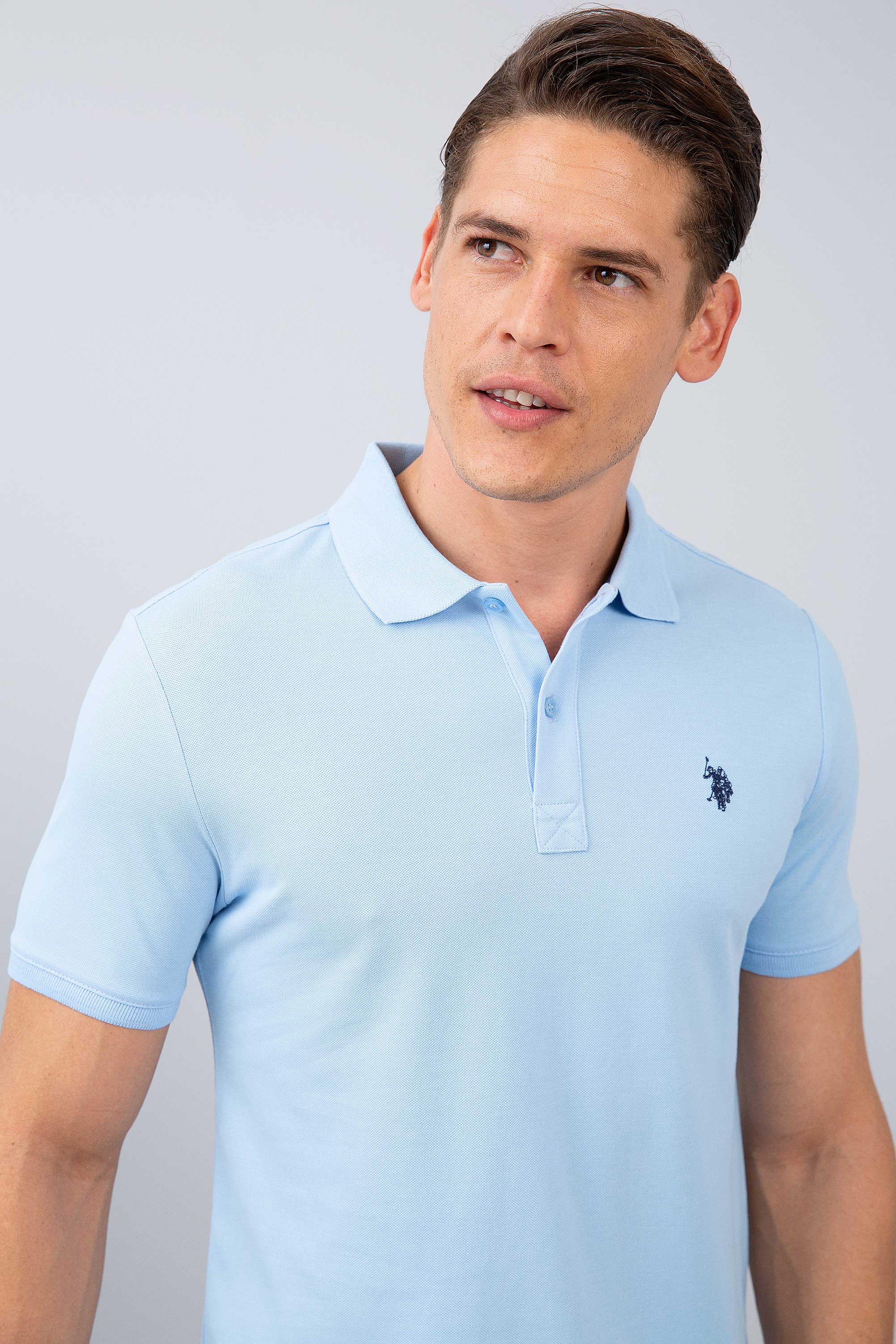 Erkek Mavi Polo Yaka T-Shirt Basic