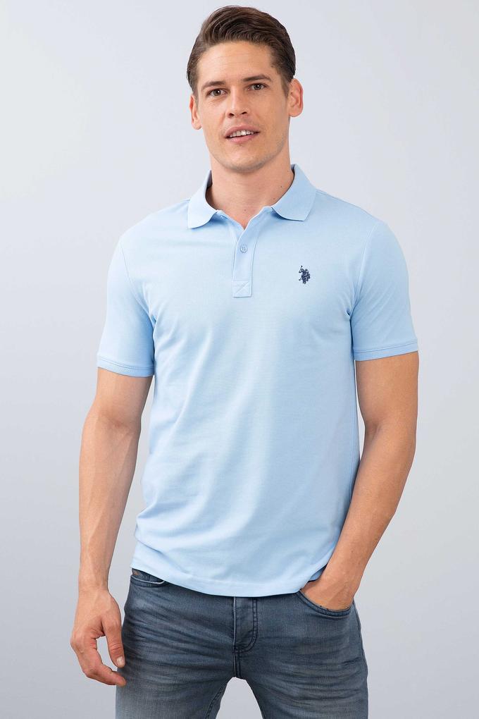 Erkek Mavi Polo Yaka T-Shirt Basic