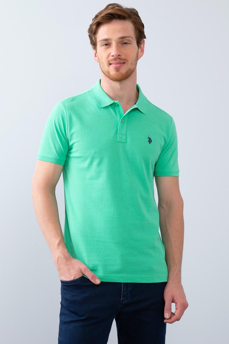 Erkek Elma Yeşili Basic Polo Yaka Tişört