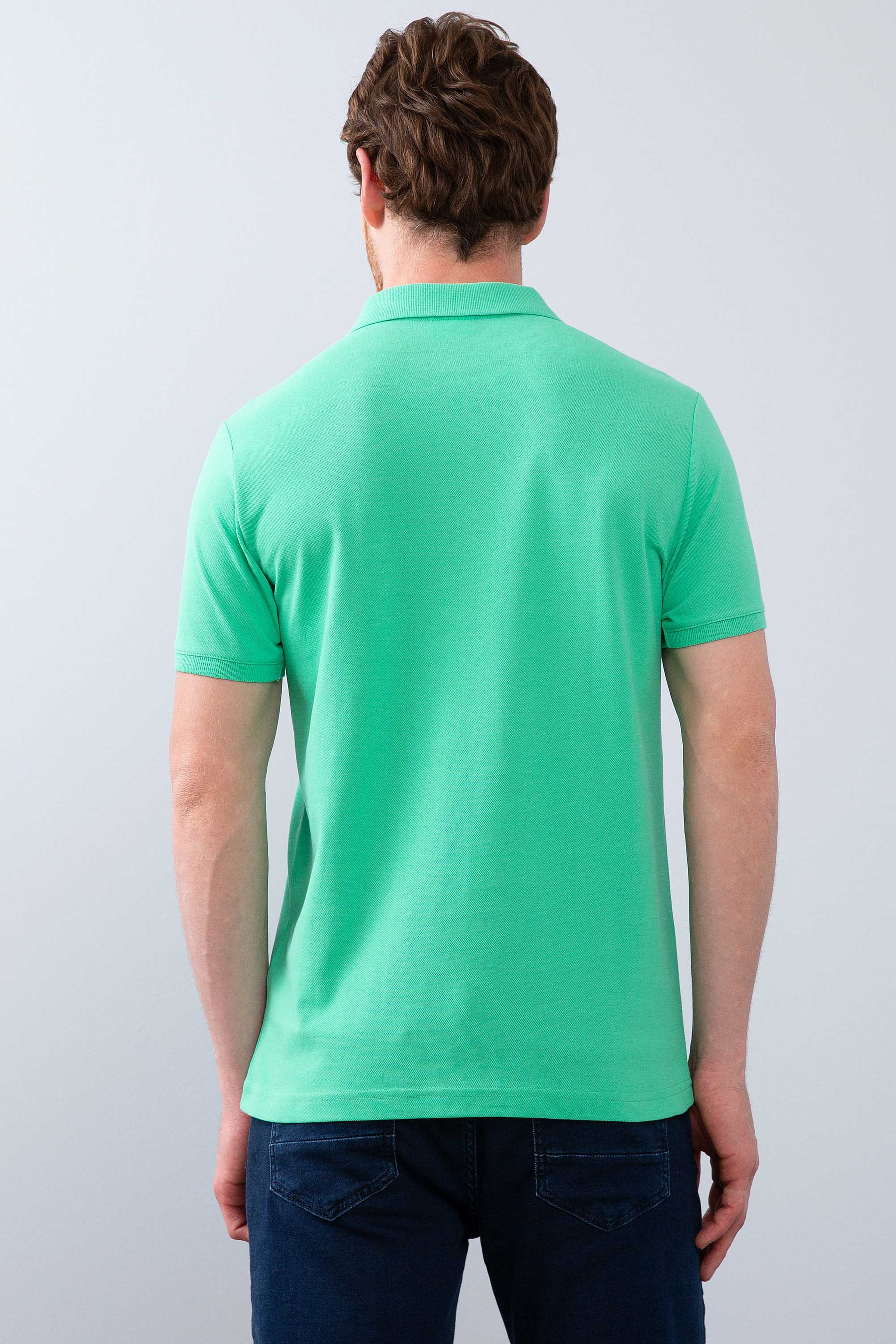 Erkek Elma Yeşili Basic Polo Yaka Tişört - Image 3