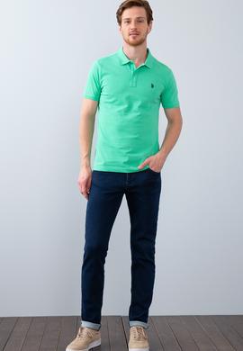 Erkek Elma Yeşili Basic Polo Yaka Tişört - 50199991311