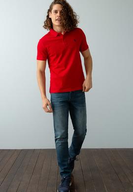 Erkek Kırmızı Basic Polo Yaka Tişört - 50199991322