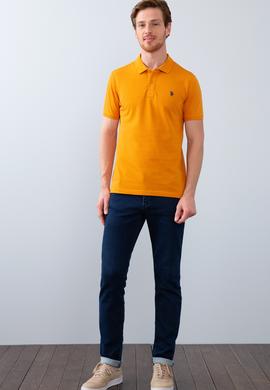 Erkek Hardal Polo Yaka T-Shirt Basic - 50199991362