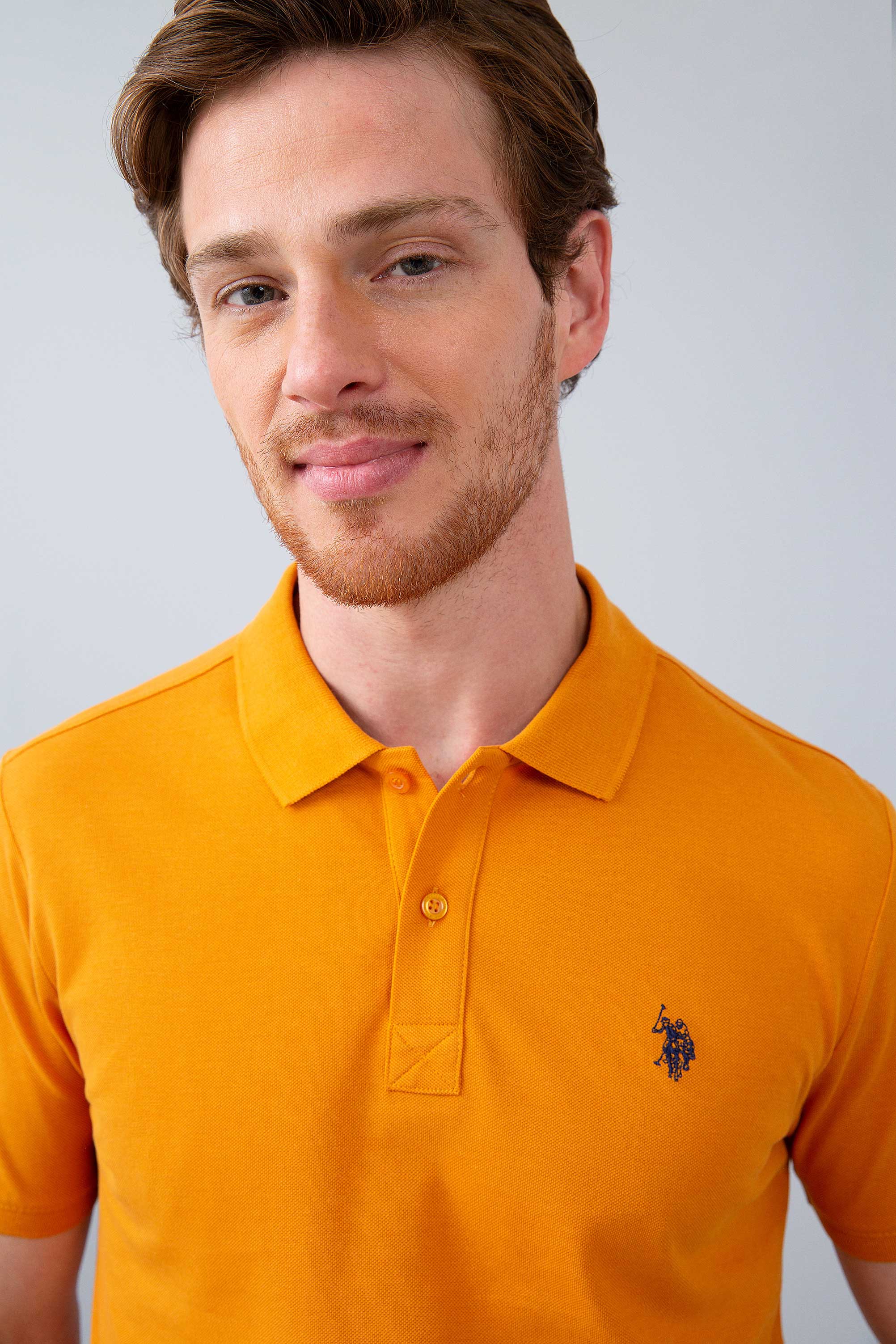 Erkek Hardal Polo Yaka T-Shirt Basic