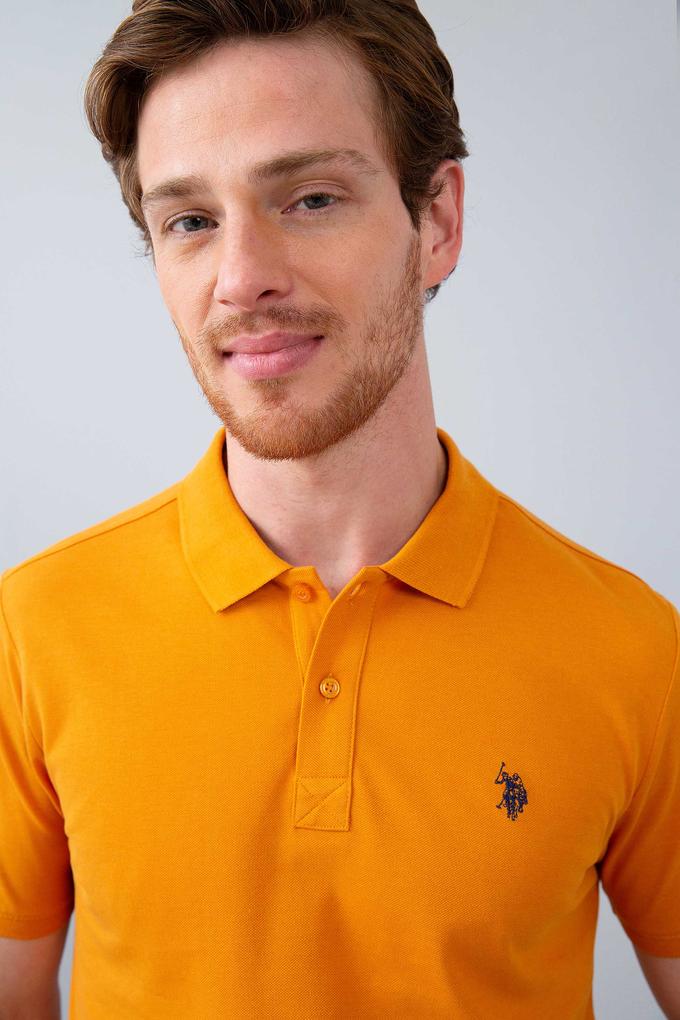 Erkek Hardal Polo Yaka T-Shirt Basic