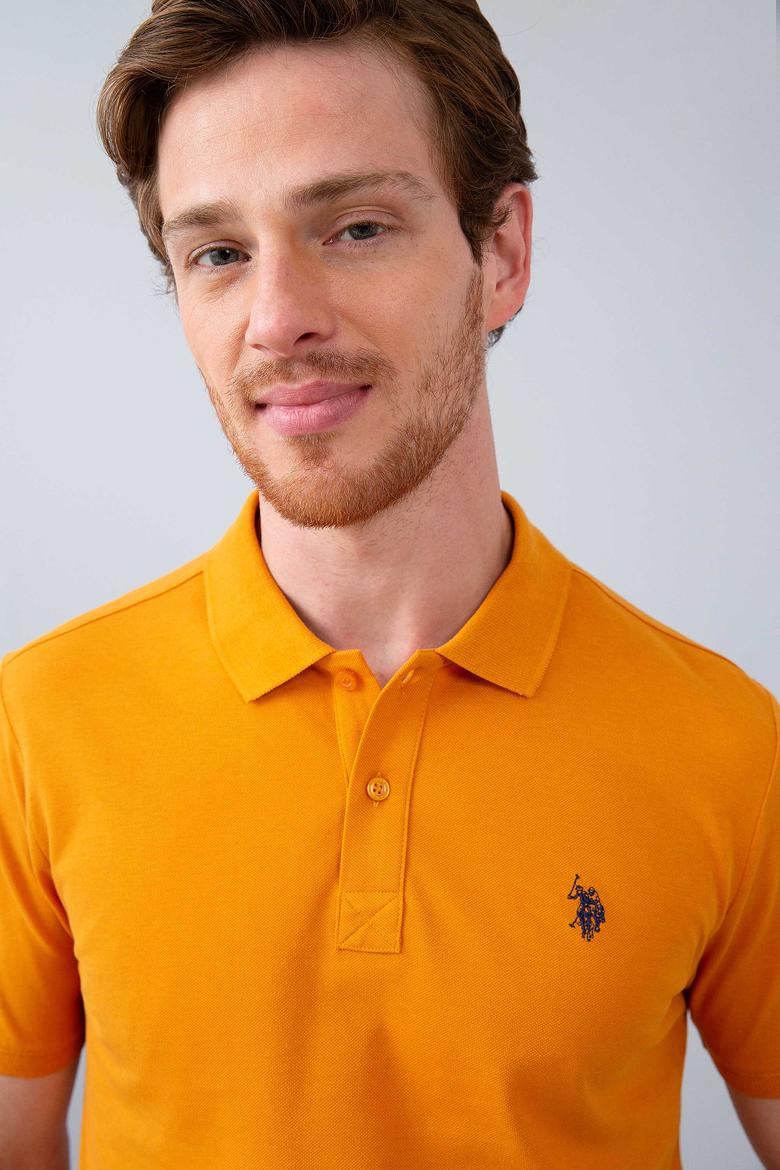 Erkek Hardal Polo Yaka T-Shirt Basic