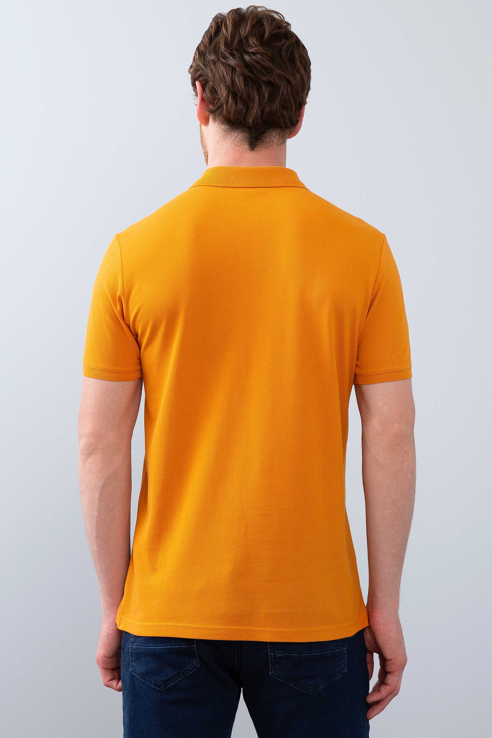 Erkek Hardal Polo Yaka T-Shirt Basic