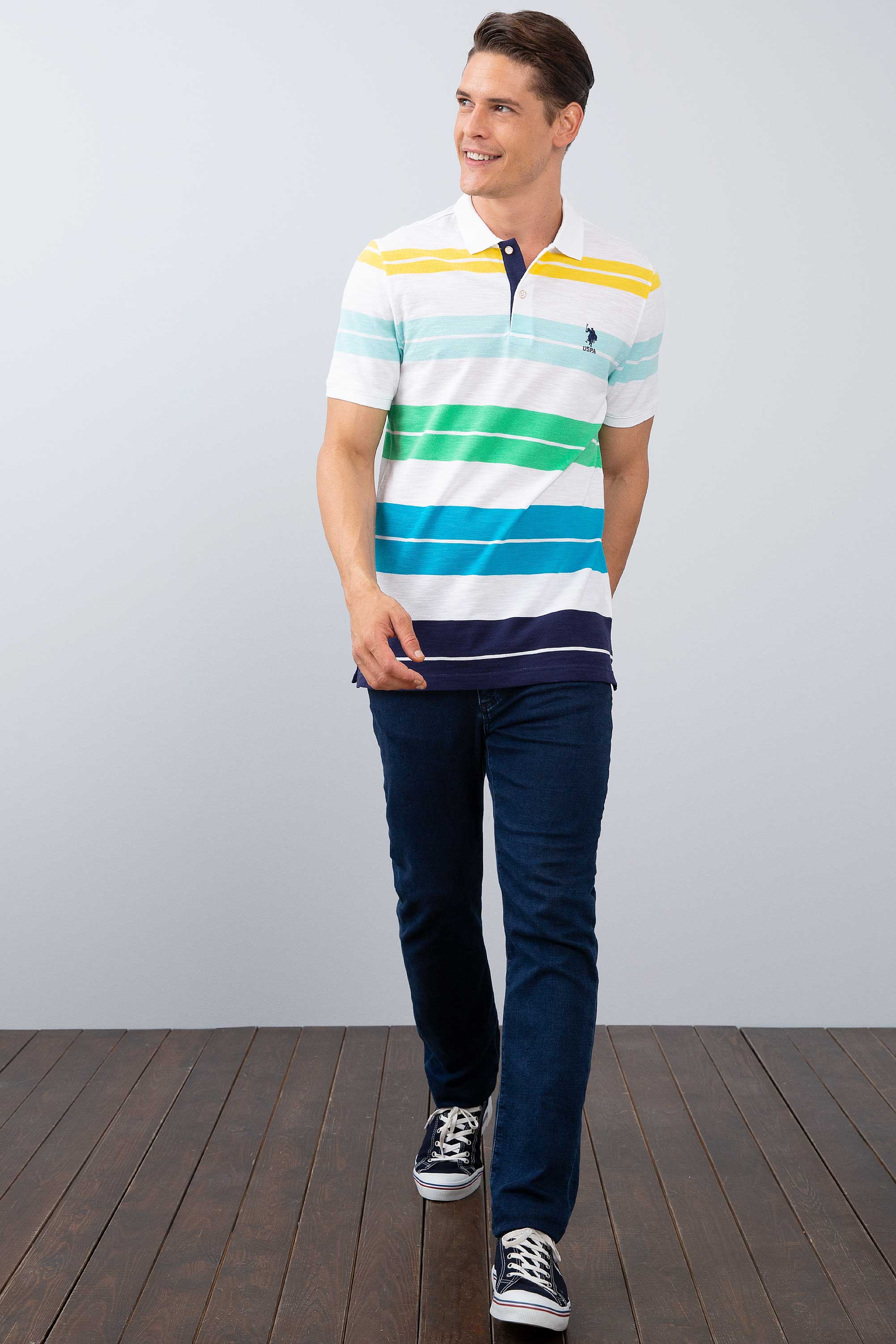 Erkek İndigo Polo Yaka T-Shirt - Image 4