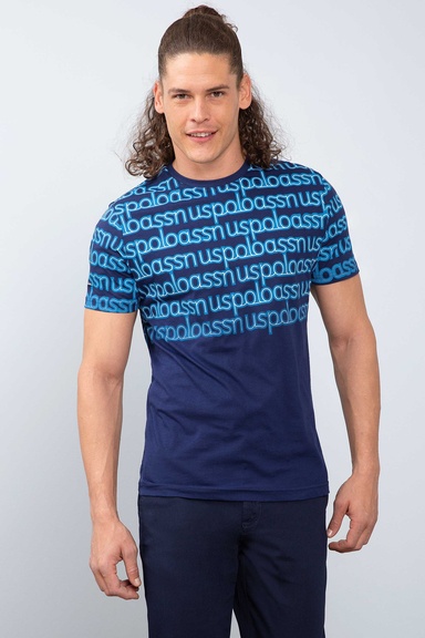 Erkek Lacivert Bisiklet Yaka T-Shirt