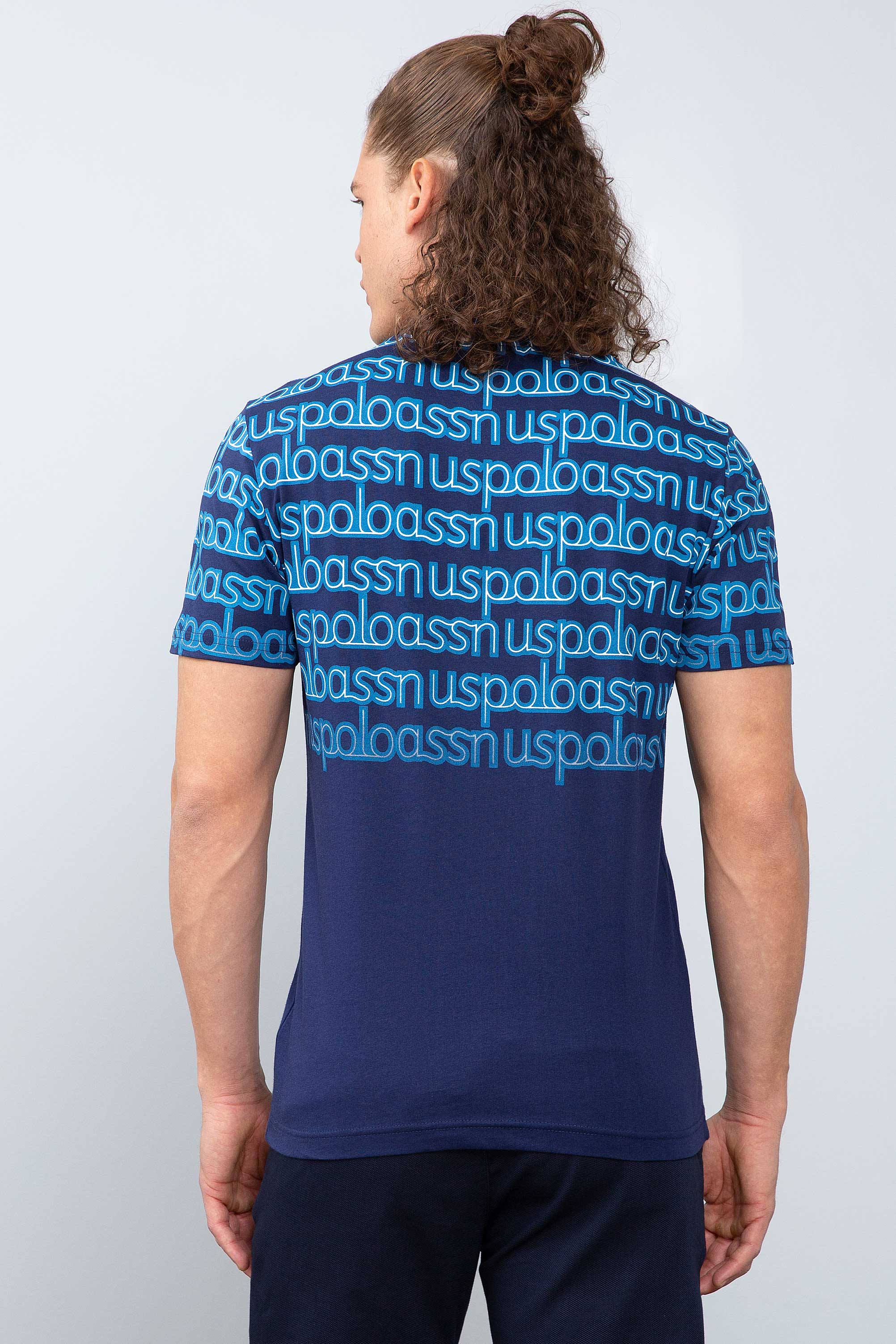 Erkek Lacivert Bisiklet Yaka T-Shirt - Image 3