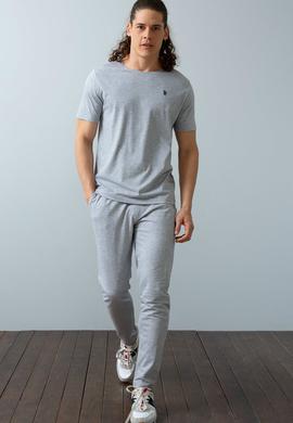 Erkek Gri Melanj Basic Tişört - 50200039027