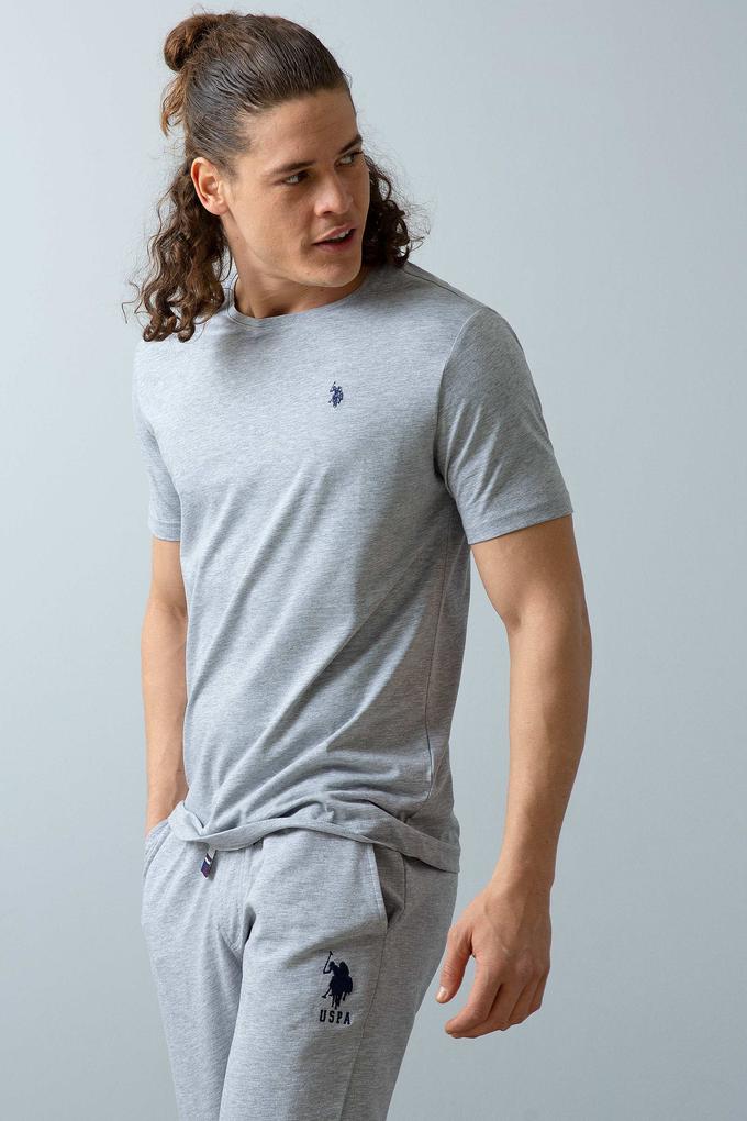 Erkek Gri Melanj Basic Tişört