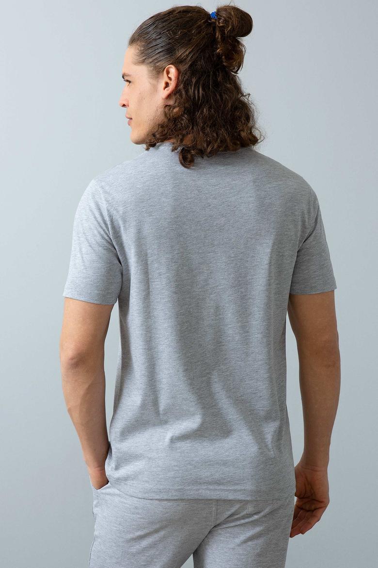 Erkek Gri Melanj Basic Tişört - 50200039027