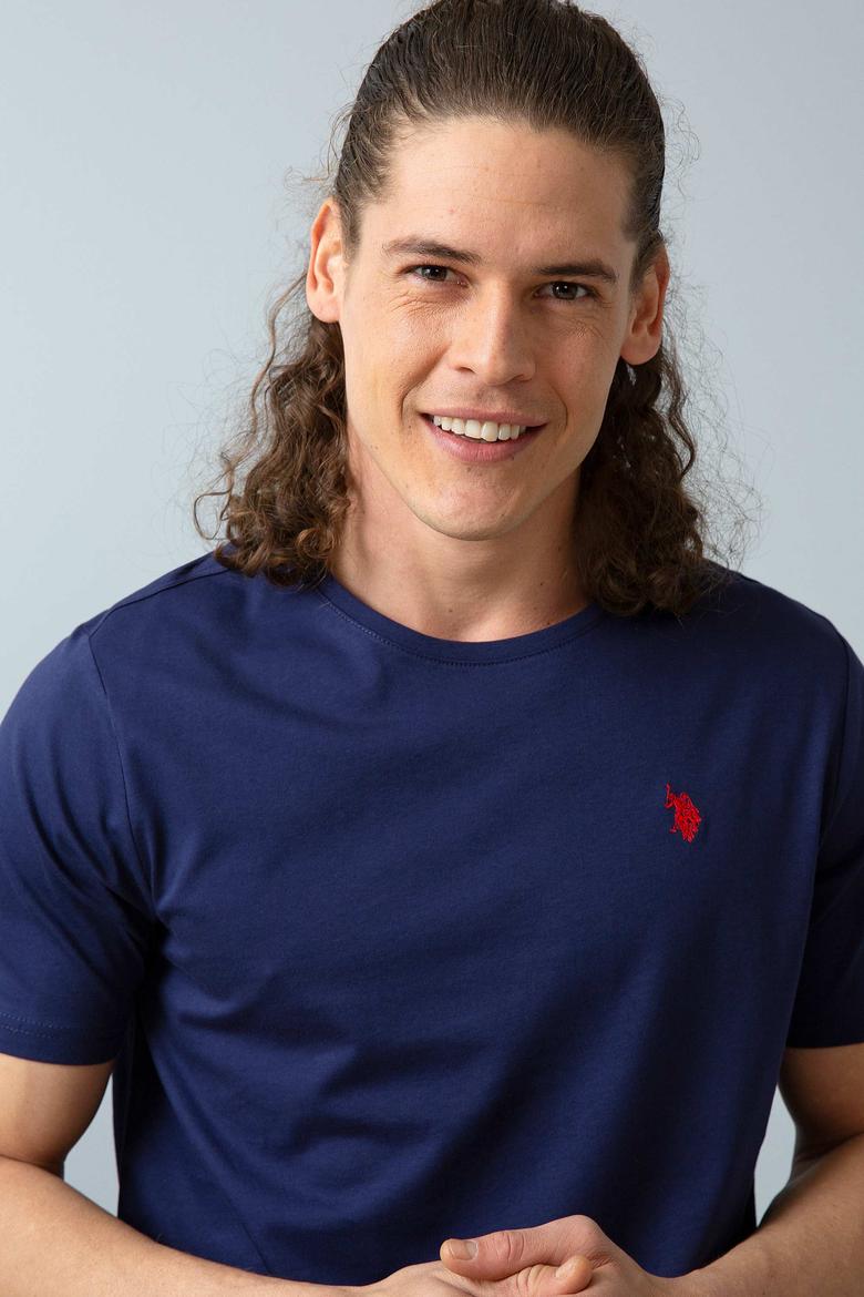 Erkek Lacivert Bisiklet Yaka T-Shirt Basic - 50200039037