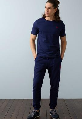 Erkek Lacivert Bisiklet Yaka T-Shirt Basic - 50200039037