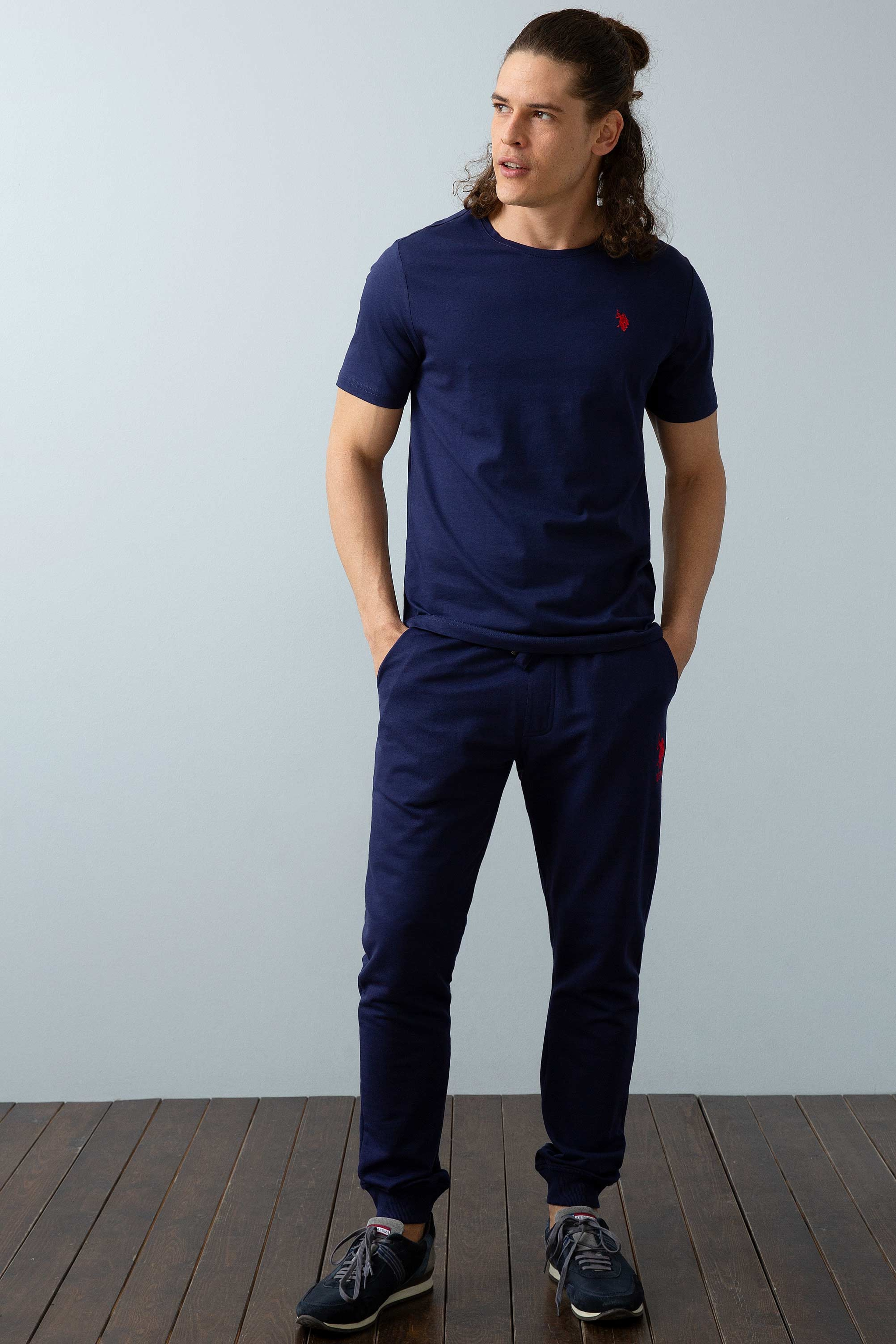 Erkek Lacivert Bisiklet Yaka T-Shirt Basic