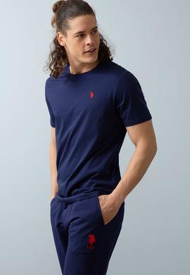 Erkek Lacivert Bisiklet Yaka T-Shirt Basic - 50200039037