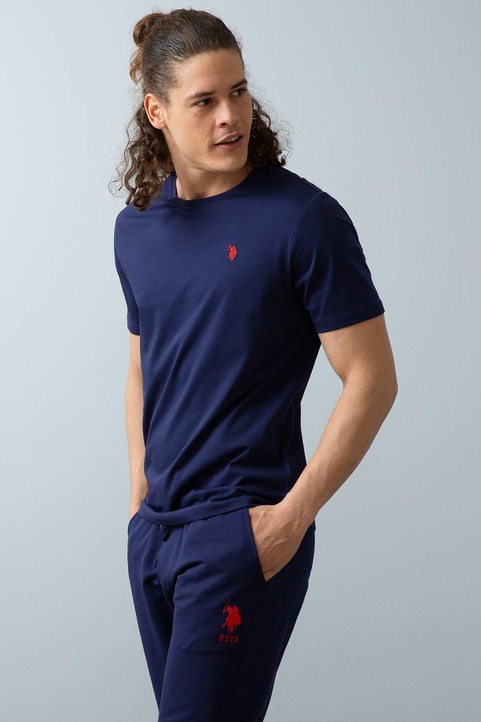 Erkek Lacivert Bisiklet Yaka T-Shirt Basic