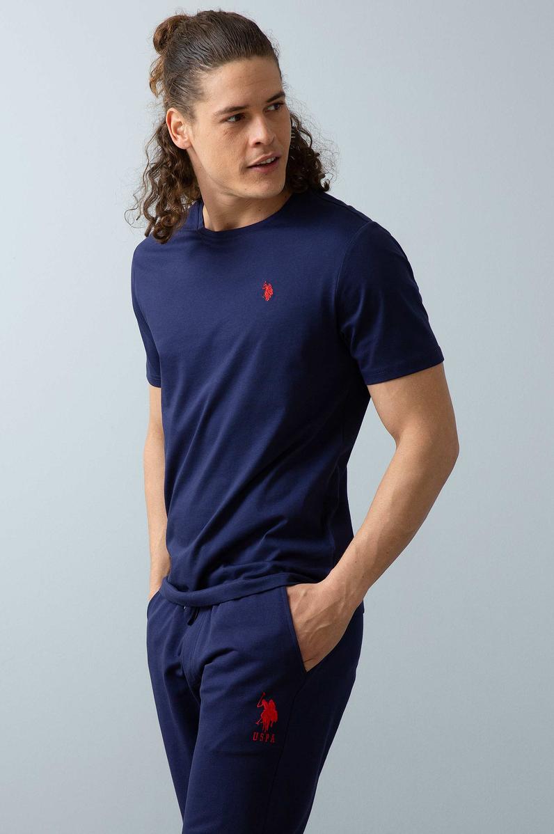 Erkek Lacivert Bisiklet Yaka T-Shirt Basic