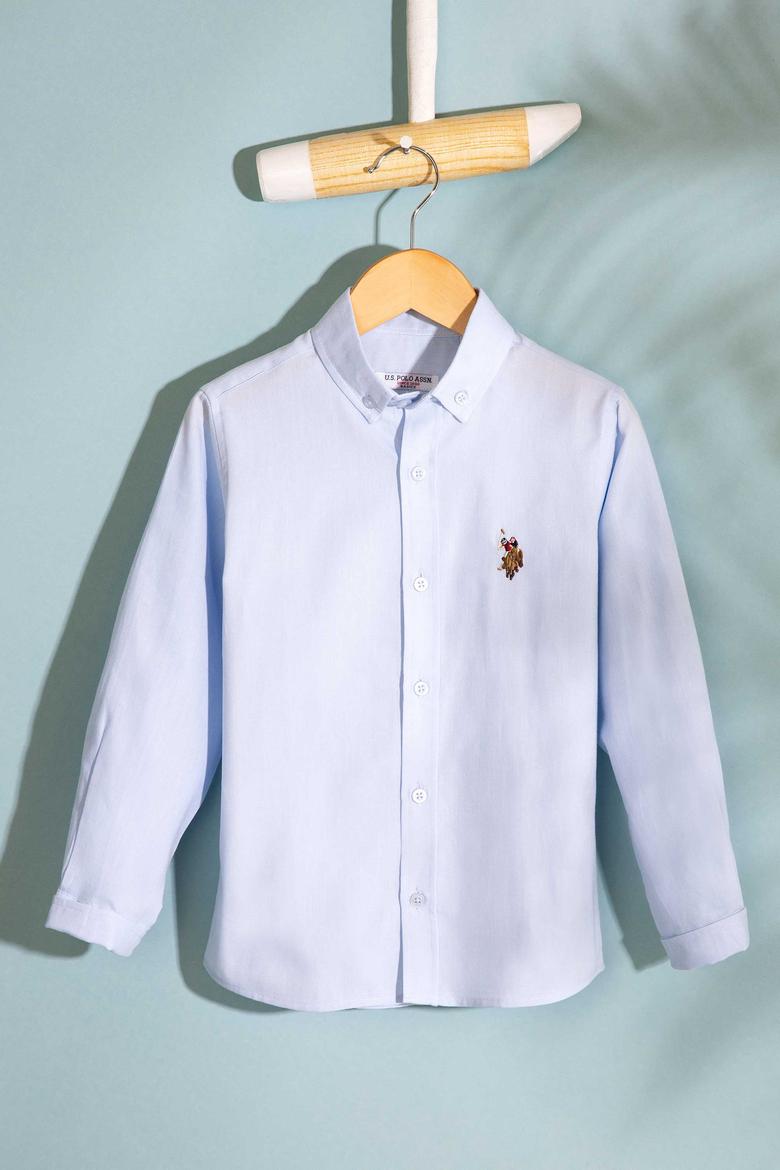 Erkek Çocuk Mavi Gömlek Uzunkol