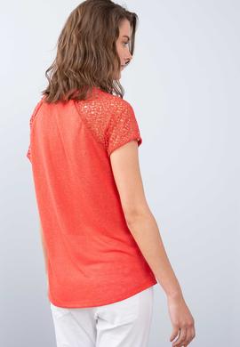 Kadın Kırmızı Bisiklet Yaka T-Shirt - 50202089022